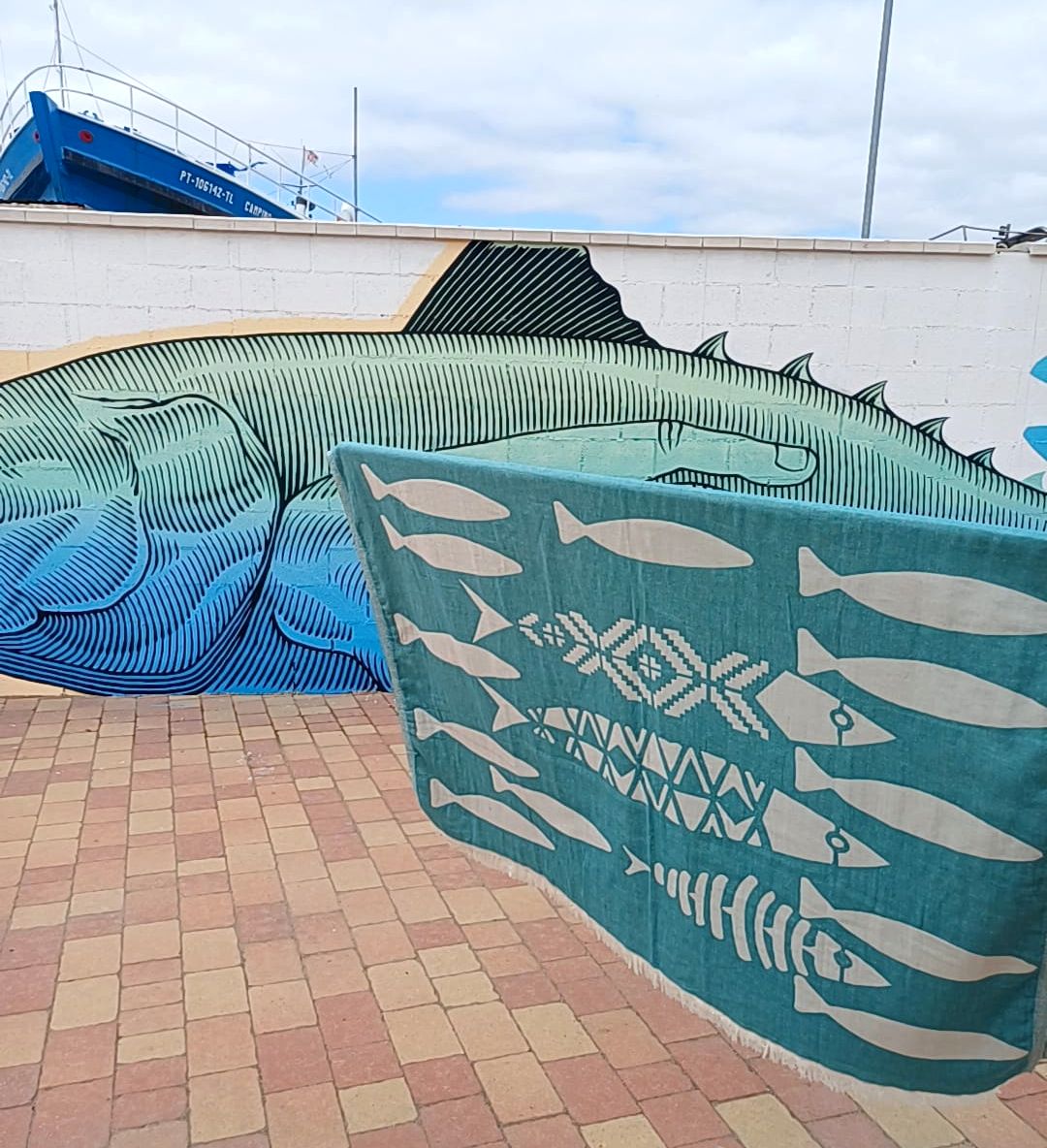 Toalla tejido ligero grande para la playa Peces